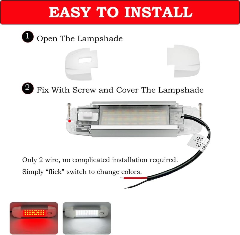 Vcanuplms Marine Boat Dome Light, 7.5 Inch Dual Color LED RV Cabin Interior Lighting with Toggle Switch, LED Truck Interior Lights with Durable Aluminum Surface Mount for Boat, RV, Car, 12V/24V - Image 4